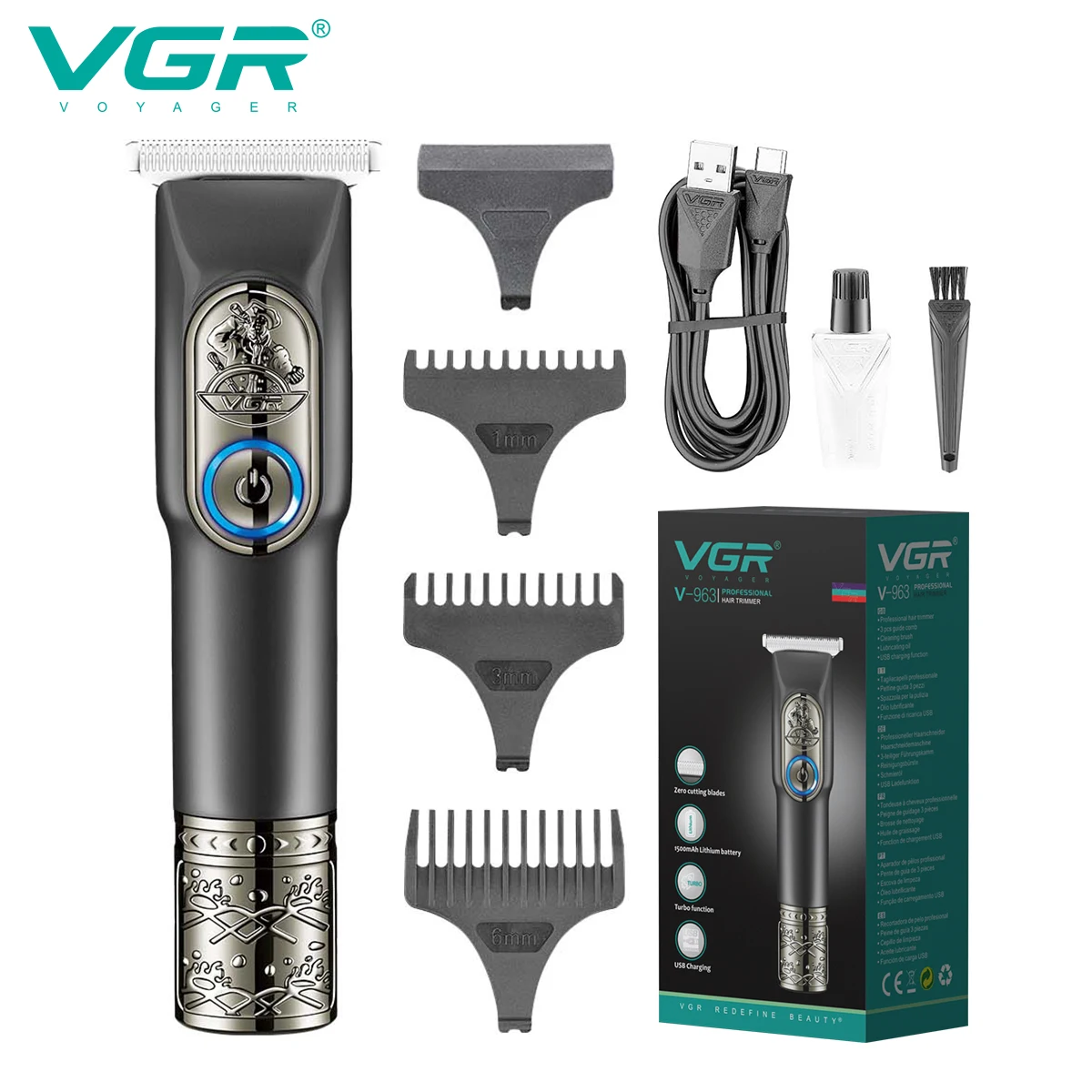 

VGR машинка для стрижки машинка для стрижки волос Триммер для волос Перезаряжаемый Парикмахерская Профессиональный машинка для стрижки волос беспроводной Машинка для стрижки волос Кромкорез Триммер для мужчин V-963