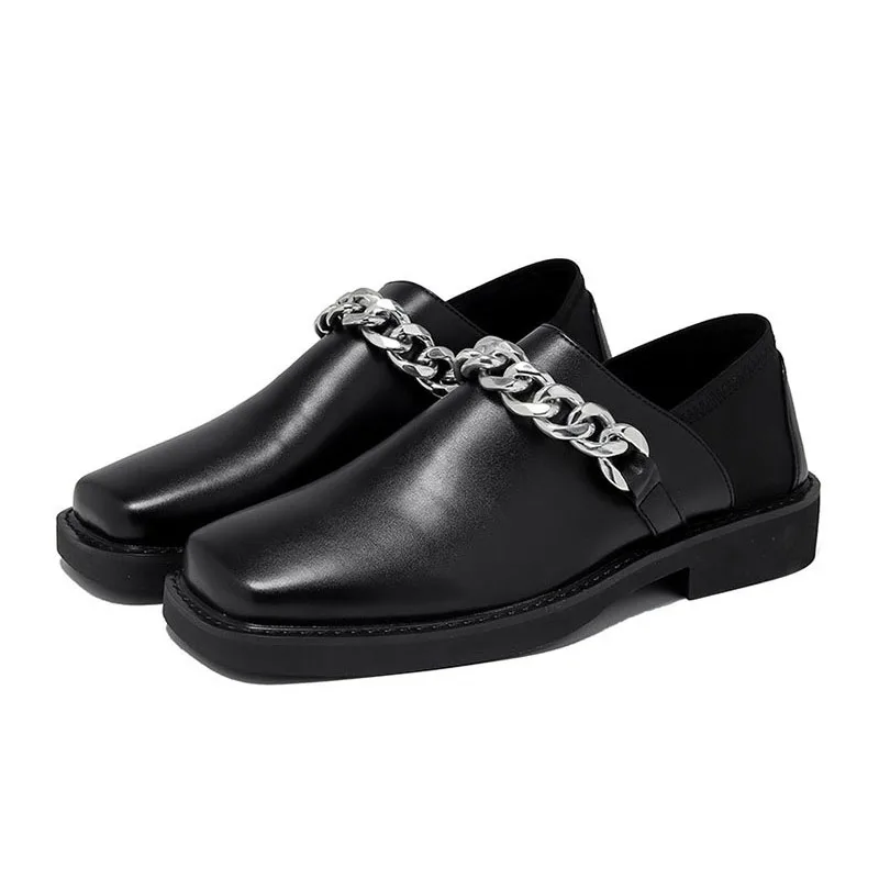 Men Chain Streetwear Fashion Chic Casual Leather Slip-on Loafers Shoes Male Japan Korean Vintage Punk Party Dress Shoes
Men Chain Streetwear Fashion Chic Casual Leather Slip-on Loafers Shoes Male Japan Korean Vintage Punk Party Dress Shoes