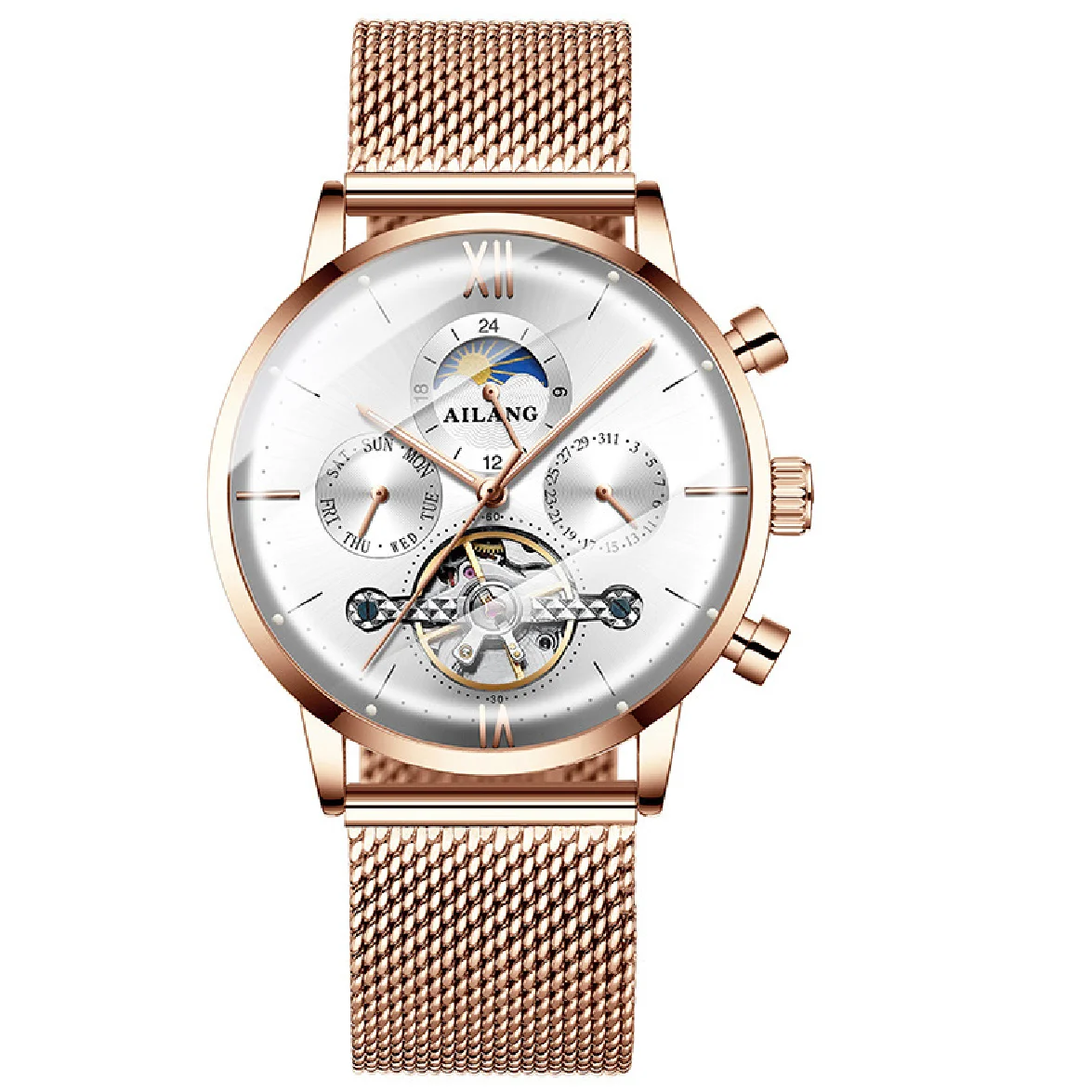 AILANG Top Brand Luxury Relogio Masculino Fashion Three Eyes Luminous Waterproof Mesh Men's Watches Tourbillon Mechanical Watch
AILANG Top Brand Luxury Relogio Masculino Fashion Three Eyes Luminous Waterproof Mesh Men's Watches Tourbillon Mechanical Watch