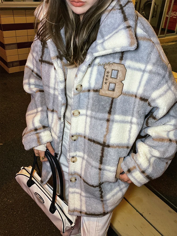 American Style Jackets Coat Women's Cashmere Coat Winter Vintage Plaid Fleece Granular Cotton Top Sweatshirts Jacket Clothing
American Style Jackets Coat Women's Cashmere Coat Winter Vintage Plaid Fleece Granular Cotton Top Sweatshirts Jacket Clothing