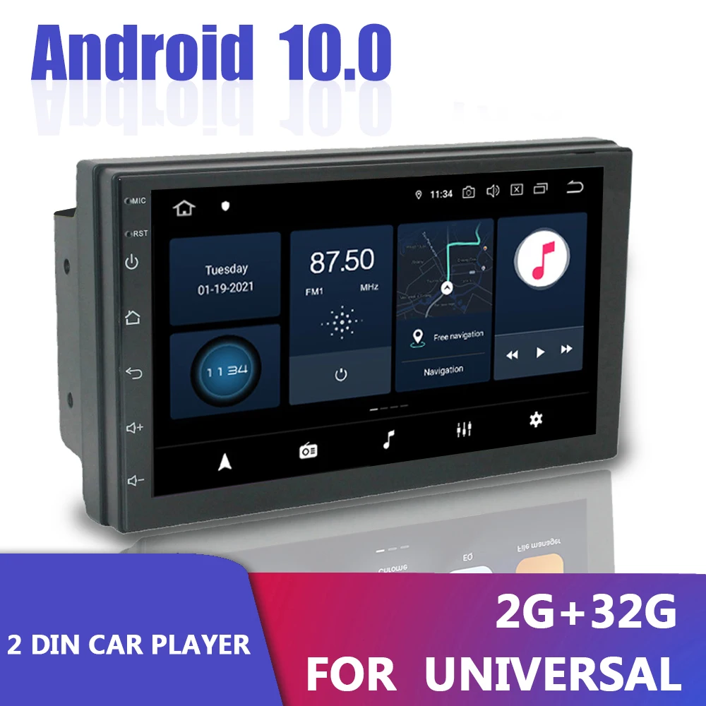 

Автомобильный mp5-плеер, мультимедийный видеоплеер на Android 10,0, с GPS, Wi-Fi, Bluetooth, 7-дюймовым сенсорным экраном TFT, типоразмер 2 Din