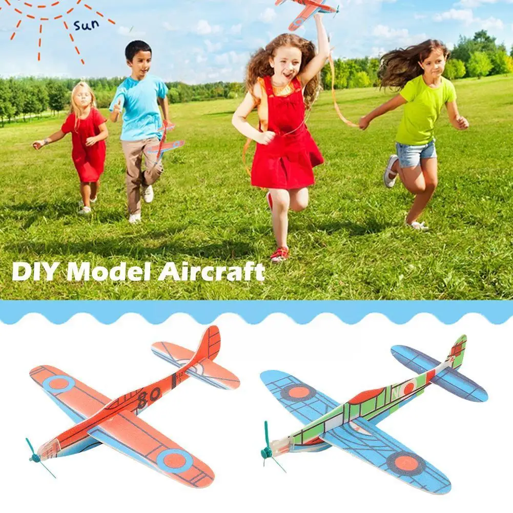 

1pc Airplane Toys Diy Easy To Fly Safety Hand Throw Flying Educational Random Sports Outdoor Assembly Color Airplane Toy Mo D0t2