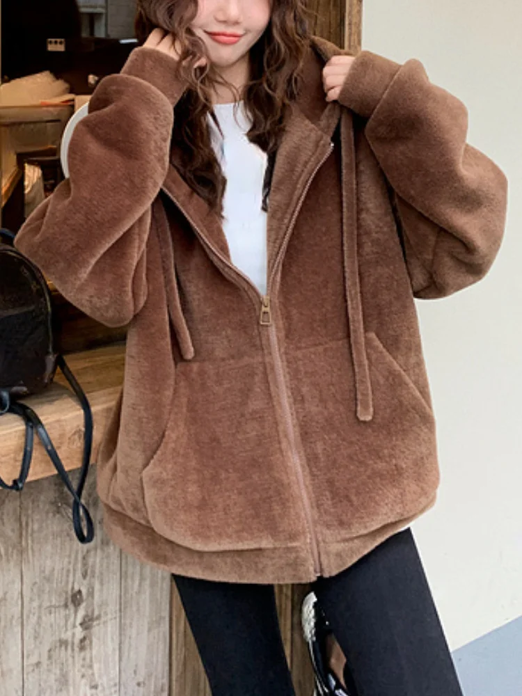 Casual Hooded Sweater Coats Woen Pure Color Fashion Cardigan Office Lady Winter Style Jackets Clothing Zipper
Casual Hooded Sweater Coats Woen Pure Color Fashion Cardigan Office Lady Winter Style Jackets Clothing Zipper