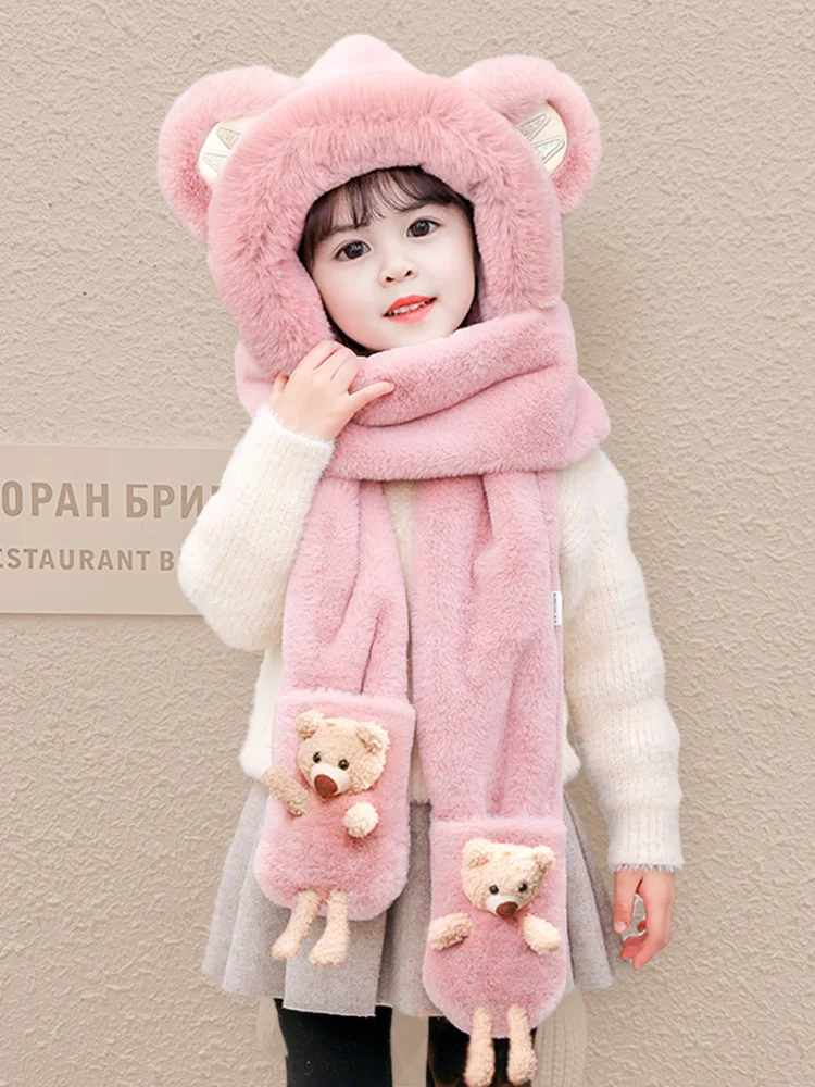 Winter Boys Children's and Girls Cute Earmuffs Scarf Gloves One-Piece Hat Bear Baby Sleeve Cap
Winter Boys Children's and Girls Cute Earmuffs Scarf Gloves One-Piece Hat Bear Baby Sleeve Cap