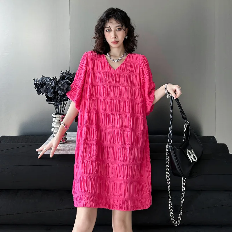 Solid Color V Collar Short Dress Women Puff Sleeve Summer Dress Casual Loose Draped Dresses Vestido de verano
Solid Color V Collar Short Dress Women Puff Sleeve Summer Dress Casual Loose Draped Dresses Vestido de verano