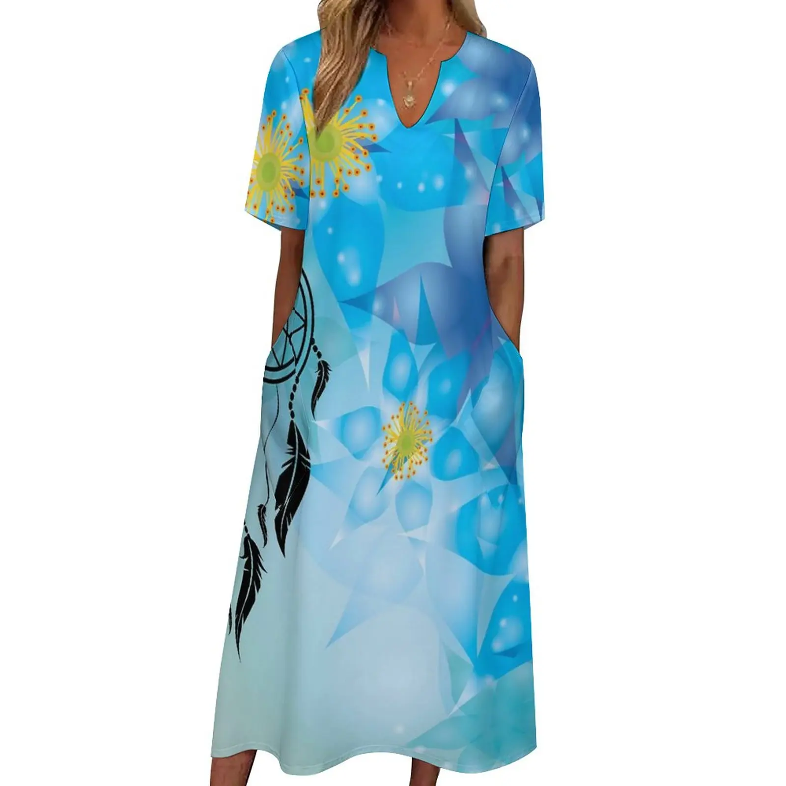 Blue Dream Catcher Dress Abstract Print Trendy Maxi Dress Korean Fashion Casual Long Dresses V Neck Graphic Clothes Big Size 5XL
Blue Dream Catcher Dress Abstract Print Trendy Maxi Dress Korean Fashion Casual Long Dresses V Neck Graphic Clothes Big Size 5XL