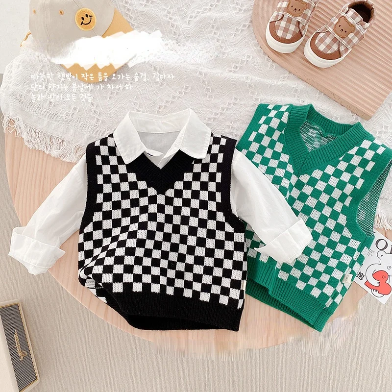 Plaid Knitted Vest Children Clothes V-neck Toddler Autumn Boys Cute Casual Pullover Vest Plaid Girls Waistcoat Tops Chalecos
Plaid Knitted Vest Children Clothes V-neck Toddler Autumn Boys Cute Casual Pullover Vest Plaid Girls Waistcoat Tops Chalecos