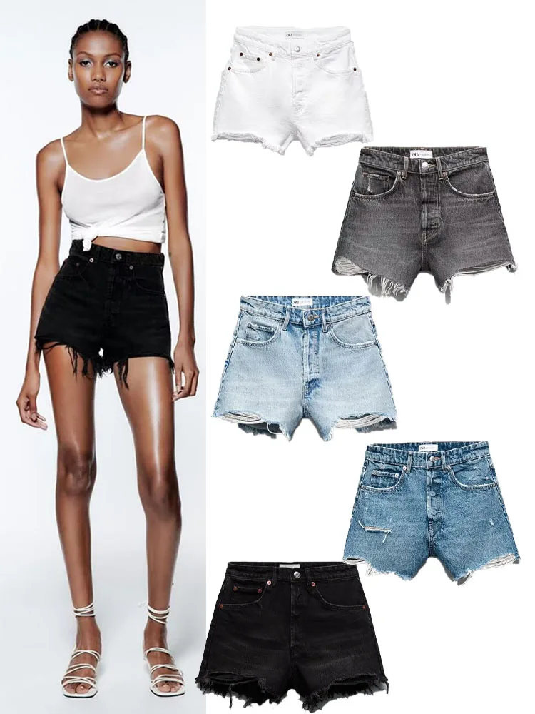 Summer new women's fashion all-match high waist metal button closure raw edge denim shorts
Summer new women's fashion all-match high waist metal button closure raw edge denim shorts