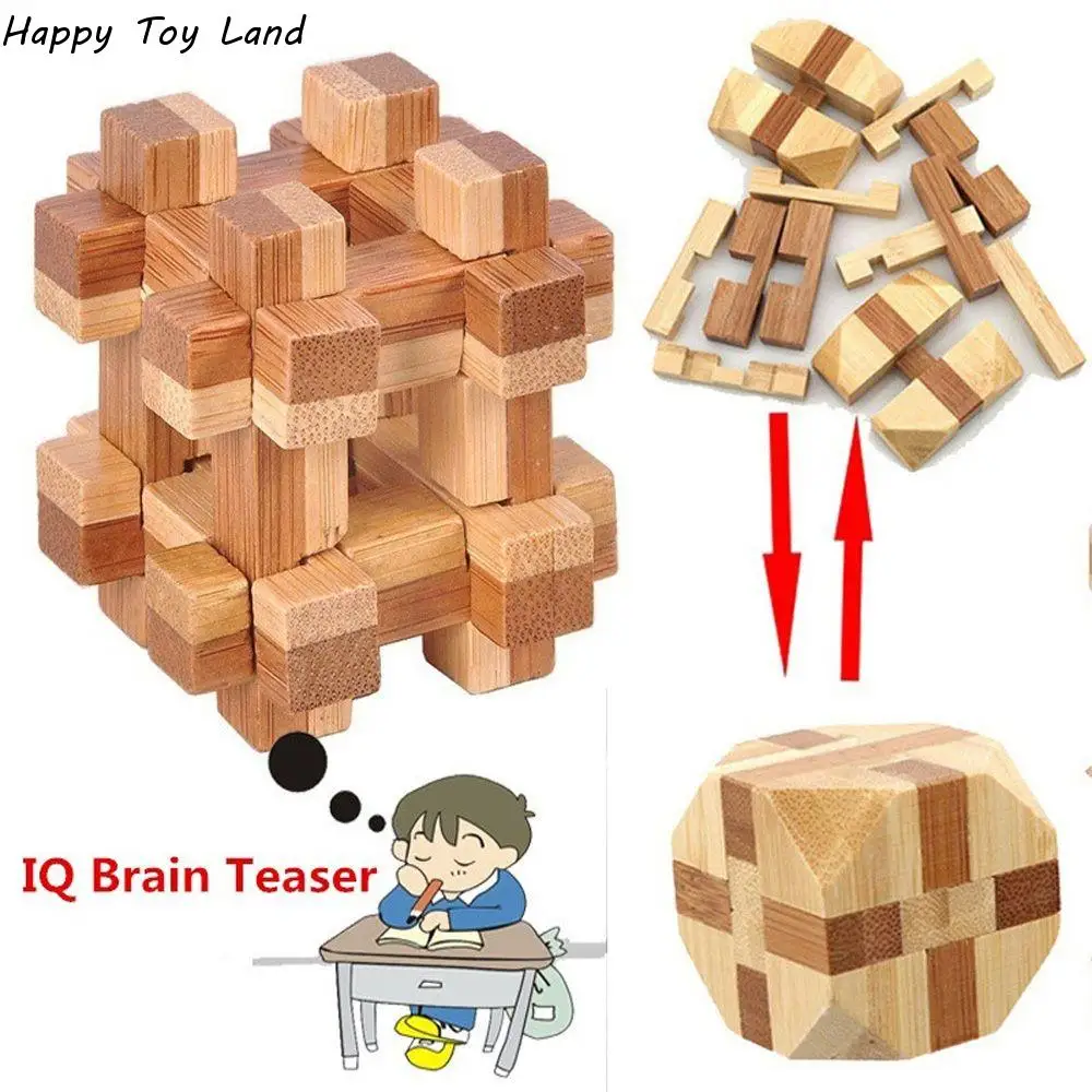 

Small Lu Ban Lock IQ Brain Teaser Educational Toy for Kids Children Wooden Kong Ming Unlock Toys Adult Montessori 3D Puzzle Game