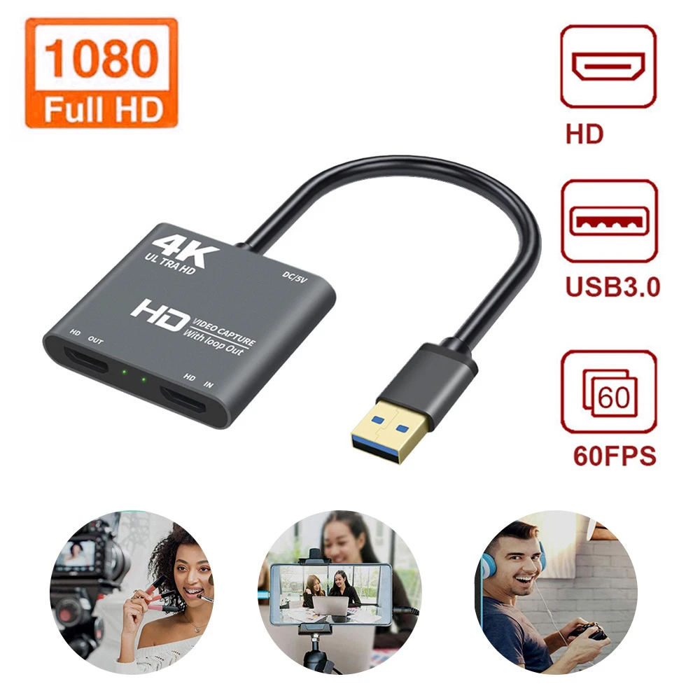 4K 1080P USB 2.0 to HDMI-compatible Video Audio Game Capture Card With Loop Out Full 1080p 60 Record Via DSLR Camcorder
4K 1080P USB 2.0 to HDMI-compatible Video Audio Game Capture Card With Loop Out Full 1080p 60 Record Via DSLR Camcorder