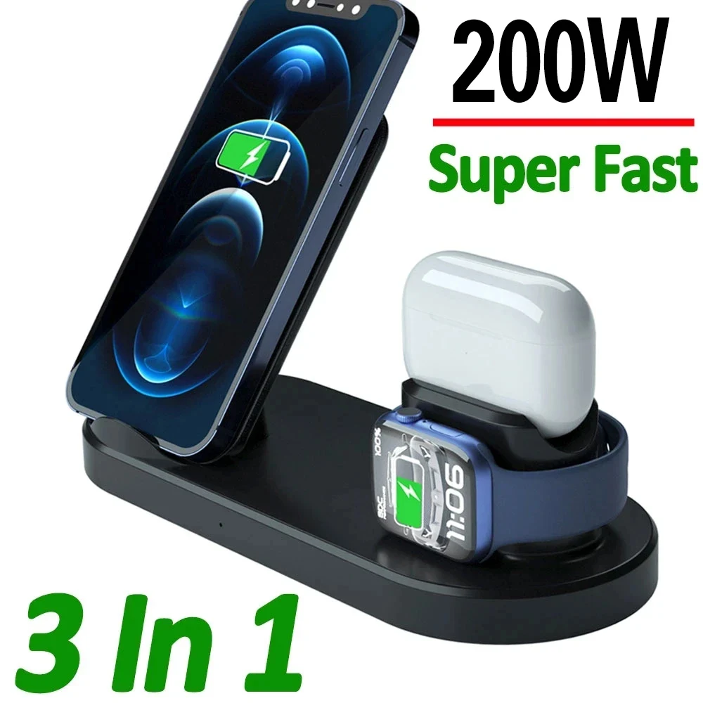 200W 3 In 1 Wireless Charger Stand Fast Charging Dock Station for iPhone15 14 13 12 X XR 8 Apple Watch 8 7 6 iWatch Airpods Pro
200W 3 In 1 Wireless Charger Stand Fast Charging Dock Station for iPhone15 14 13 12 X XR 8 Apple Watch 8 7 6 iWatch Airpods Pro