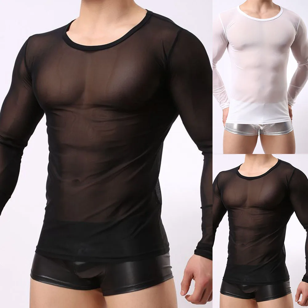 Men Sexy Slim Stretchy Long Sleeve Top See Through Leotard Round Neck Shaping TopSheer Lace Perspective Male Top Erotic Lingerie
Men Sexy Slim Stretchy Long Sleeve Top See Through Leotard Round Neck Shaping TopSheer Lace Perspective Male Top Erotic Lingerie
