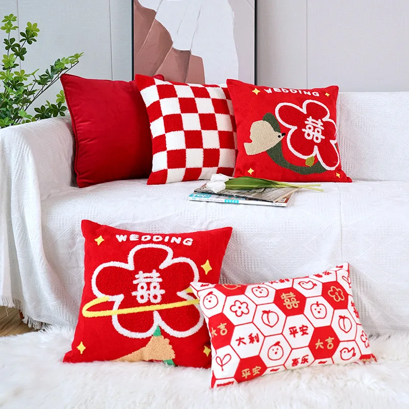 Wedding decor red throw cushion cover single side 3d embroidered pillow cover cartoon flocked pillowcase flower block pillowcase
Wedding decor red throw cushion cover single side 3d embroidered pillow cover cartoon flocked pillowcase flower block pillowcase