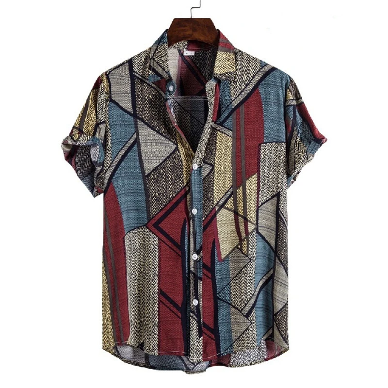 

Гавайская рубашка Aloha мужская с коротким рукавом, повседневная сорочка с цветочным принтом, на пуговицах, гавайская праздничная одежда для отпуска, лето, XXXL