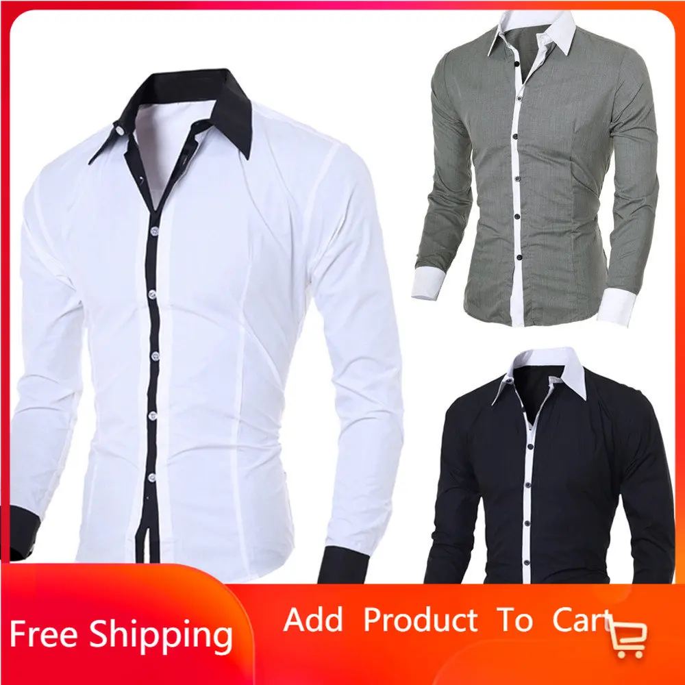 Деловая черно-белая рубашка, стильная модная индивидуальная мужская повседневная приталенная рубашка с лацканами и длинным рукавом, блузк... 
Деловая черно-белая рубашка, стильная модная индивидуальная мужская повседневная приталенная рубашка с лацканами и длинным рукавом, блузк...