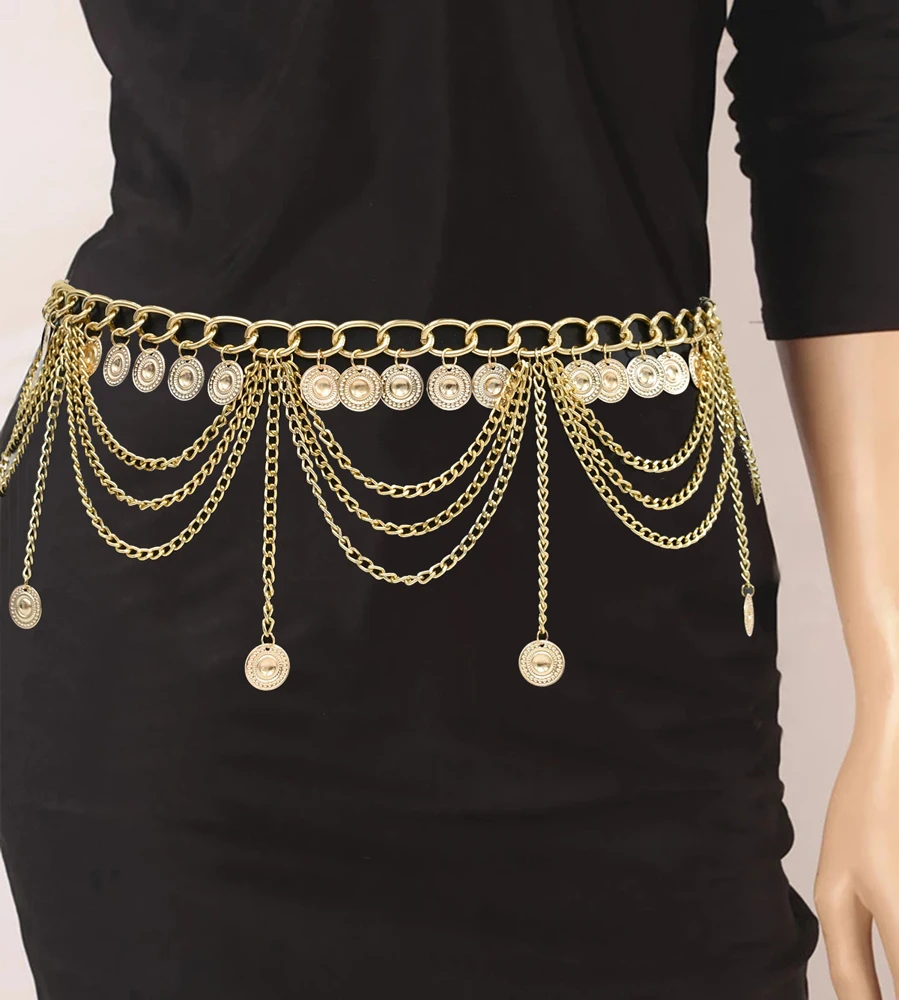 

Fashion Retro Coins Tassel Waist Chain For Women Boho Ethnic Gypsy Tribal Golden Beach Belt Turkey Indian Belly Dance Jewelry