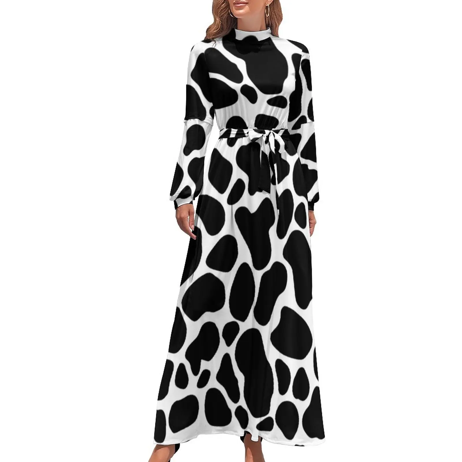 Cow Print Dress Long Sleeve White And Black Spots Animal Party Maxi Dress Summer High Waist Street Fashion Bohemia Long Dresses
Cow Print Dress Long Sleeve White And Black Spots Animal Party Maxi Dress Summer High Waist Street Fashion Bohemia Long Dresses