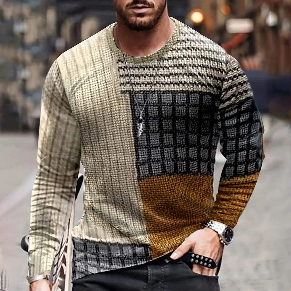 Spring/Summer New Vintage Men's 3D Color Block Printing Men's Clothing T-shirt Loose Oversized Round Neck Long Sleeve Top,
Spring/Summer New Vintage Men's 3D Color Block Printing Men's Clothing T-shirt Loose Oversized Round Neck Long Sleeve Top,