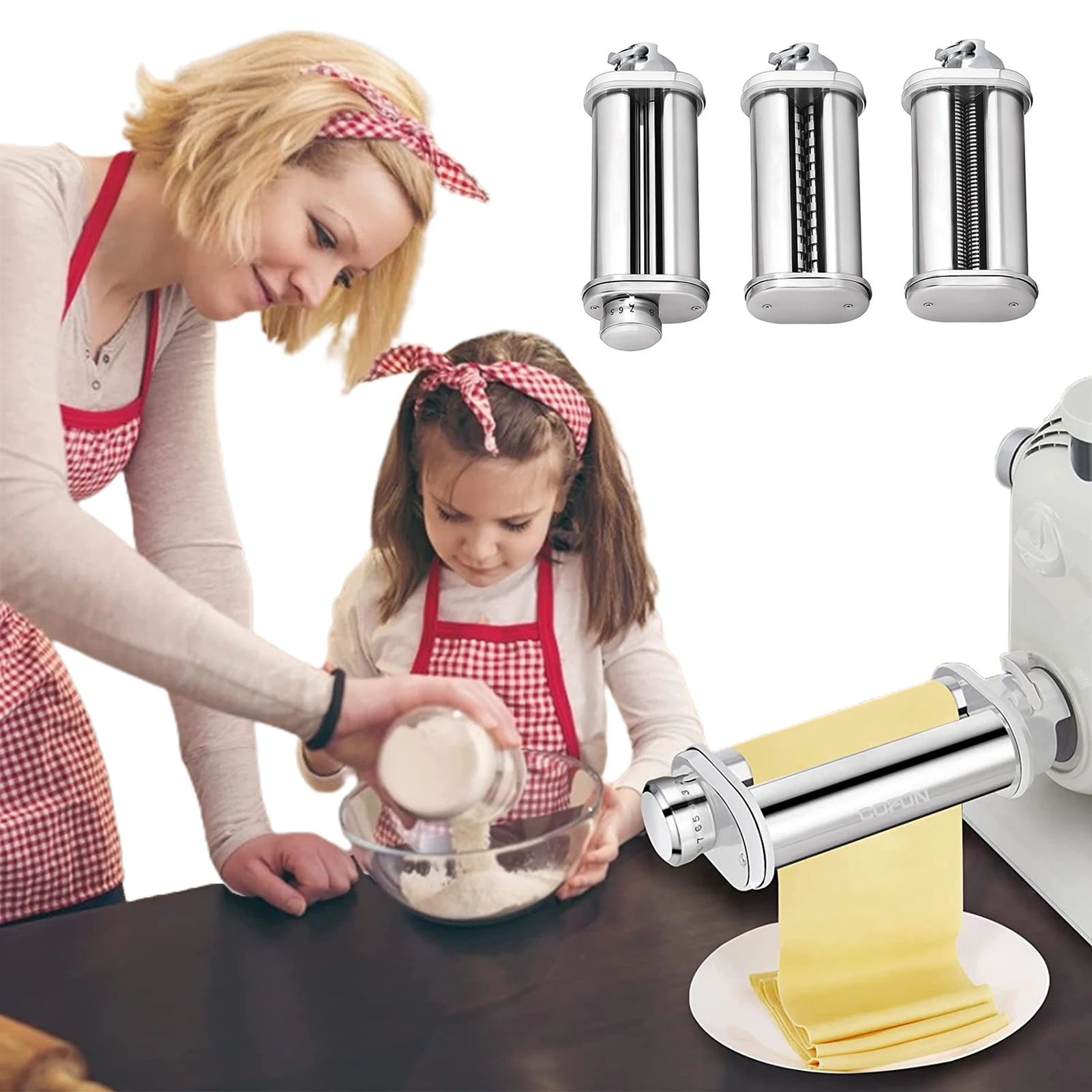 Pasta Maker Attachment Set 3 Set Stainless Steel Pasta Noodle Maker Machine Attachment MUM Stand Mixers Includes Pasta Sheet Rol
Pasta Maker Attachment Set 3 Set Stainless Steel Pasta Noodle Maker Machine Attachment MUM Stand Mixers Includes Pasta Sheet Rol