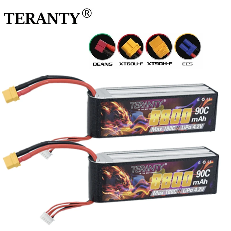 RC FPV Racing Drone Battery TERANTY 4S 14.8V 8800mAh 90C Lipo Battery For UAV RC Helicopter FPV Car Boat Airplane Parts
RC FPV Racing Drone Battery TERANTY 4S 14.8V 8800mAh 90C Lipo Battery For UAV RC Helicopter FPV Car Boat Airplane Parts