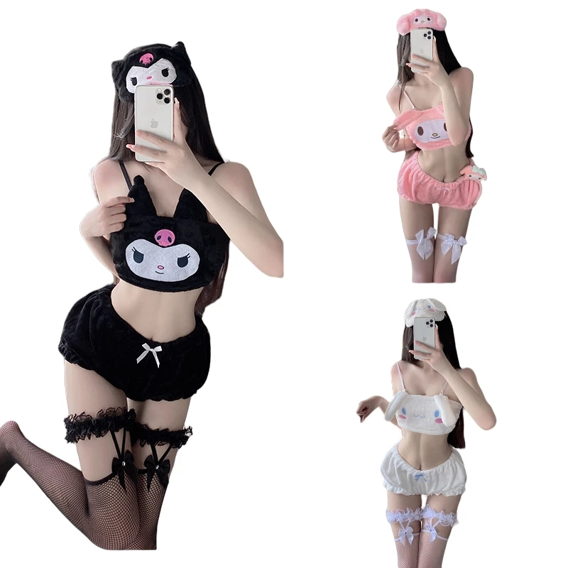 2Pcs Sexy Cute Underwear Set Kuromi Cinnamoroll Melody Plush Cartoon Women Stockings Temptation Sling Bra Kawaii Short Girl Gift
2Pcs Sexy Cute Underwear Set Kuromi Cinnamoroll Melody Plush Cartoon Women Stockings Temptation Sling Bra Kawaii Short Girl Gift