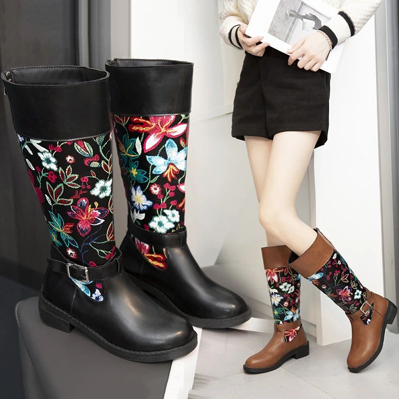 Mid Calf Boots Leather Boots Spring Winter Cow Suede Embroidery Embroider Boots Women Shoes Big Size 41 42 43
Mid Calf Boots Leather Boots Spring Winter Cow Suede Embroidery Embroider Boots Women Shoes Big Size 41 42 43
