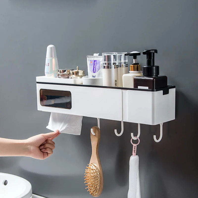 

Punch-free Bathroom Shelves Shampoo Storage Rack Kitchen Organizer Shelves Household Tissue Rack Bathroom Accessories Sets