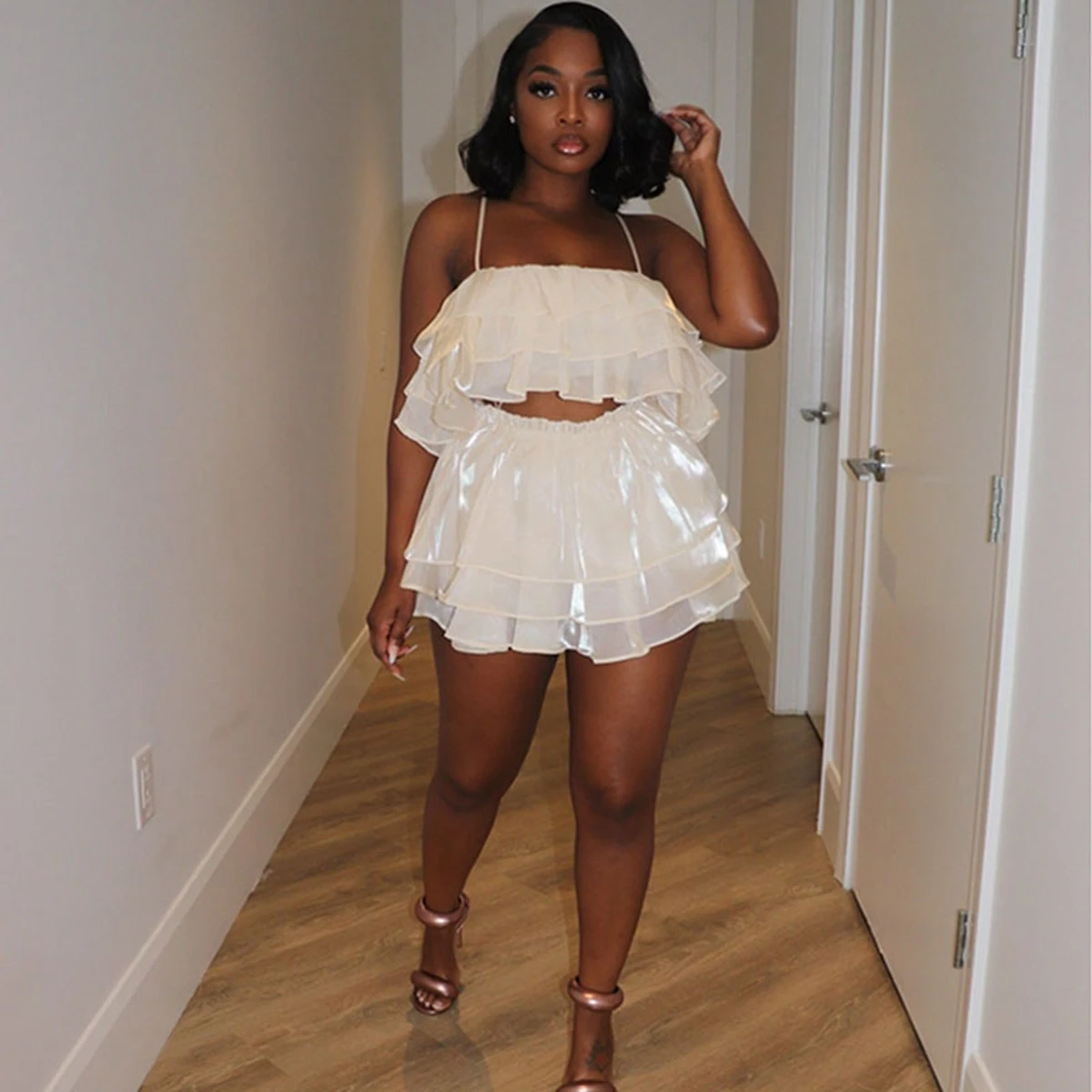 Wishyear Tulle Layered Crop Top Shorts Skirts Party Festival Ruffle Two Piece Summer Outfits for Women New In Matching Sets 2023
Wishyear Tulle Layered Crop Top Shorts Skirts Party Festival Ruffle Two Piece Summer Outfits for Women New In Matching Sets 2023