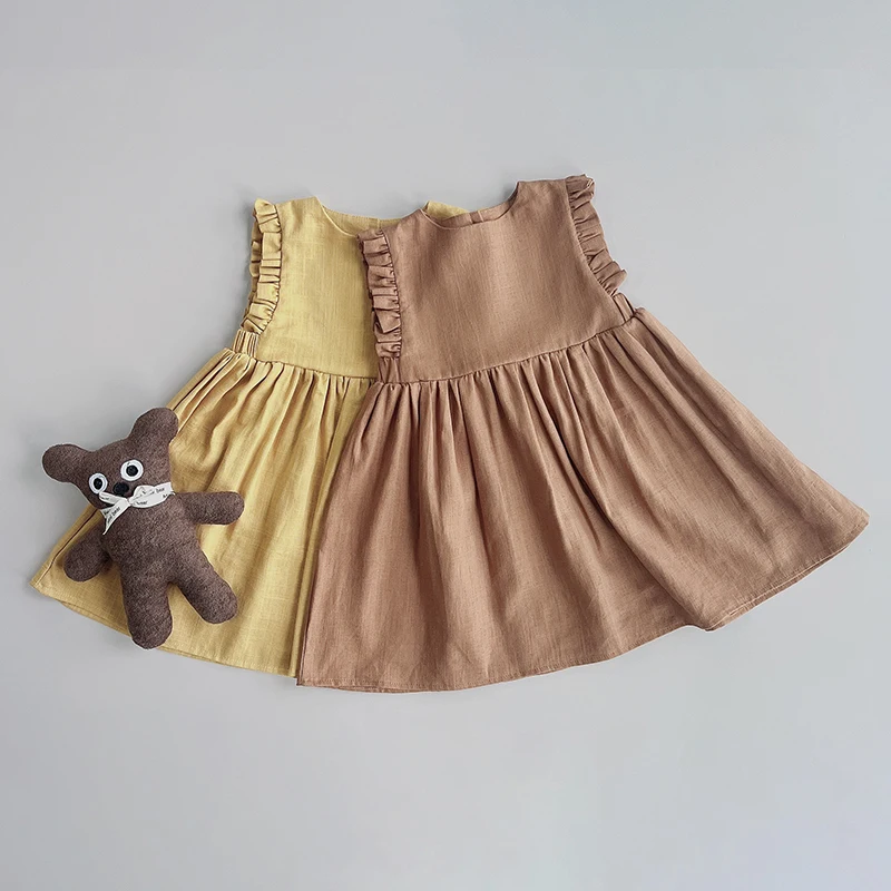 Girls Summer Dresses Sleeveless Ruffle Hem Kids Princess Dresses 1-6 Years Old Children Lovely Clothes
Girls Summer Dresses Sleeveless Ruffle Hem Kids Princess Dresses 1-6 Years Old Children Lovely Clothes