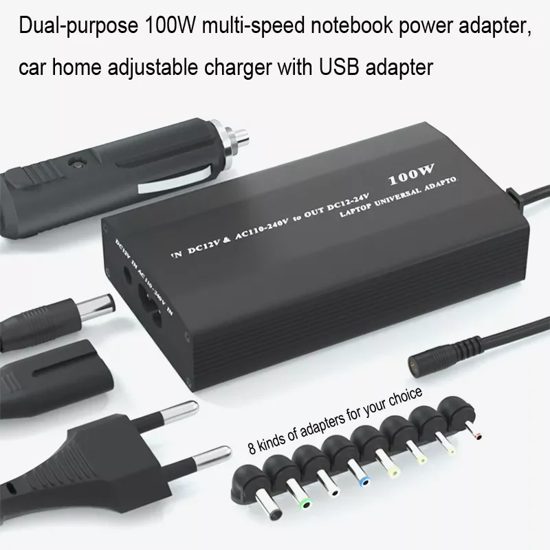 100W multi-function notebook adapter for home + car 2 in 1 with USB output power adapter
100W multi-function notebook adapter for home + car 2 in 1 with USB output power adapter