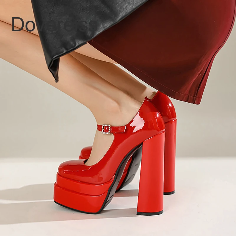 Dovereiss Sexy Waterproof Buckle Pumps Apricot Red Fashion Genuine Leather Women's Summer New Goth Chunky Heels Block Heels43
Dovereiss Sexy Waterproof Buckle Pumps Apricot Red Fashion Genuine Leather Women's Summer New Goth Chunky Heels Block Heels43