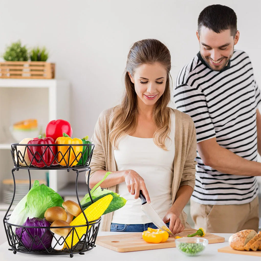Fruit Basket Double Tiers Metal Fruit Storage Bowl Kitchen Countertop Vegetable Organizer
Fruit Basket Double Tiers Metal Fruit Storage Bowl Kitchen Countertop Vegetable Organizer