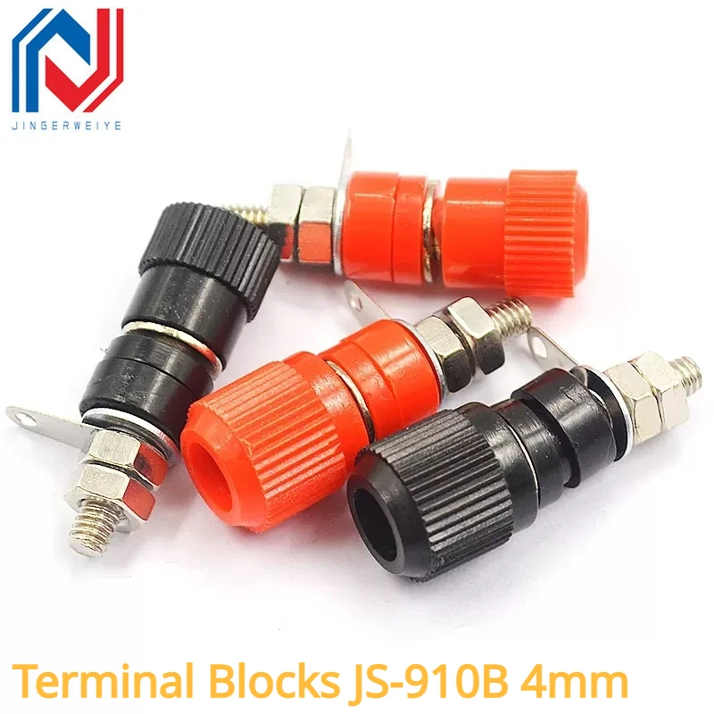 

5PCS/lot Terminal Blocks JS-910B 4mm Amplifier Terminal Connector Binding Post Banana Plug Jack Mount Black 5 Red 5