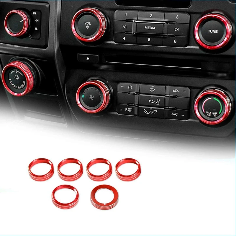 Car Interior Audio Air Condition Button Cover Decoration Twist Switch Ring Trim For Ford F150 2016-2020 Red 6Pcs
Car Interior Audio Air Condition Button Cover Decoration Twist Switch Ring Trim For Ford F150 2016-2020 Red 6Pcs