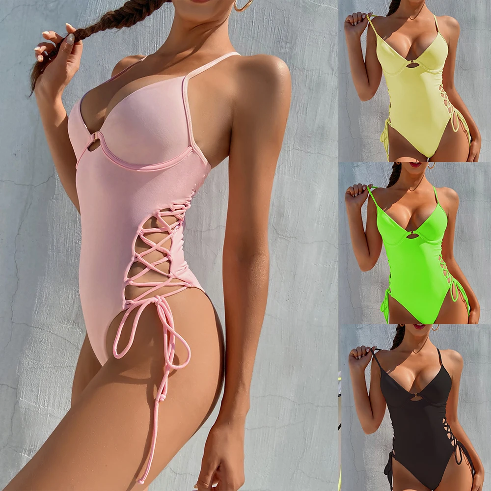 Swimwear Women Women's Body Swimsuit Solid Color Lace up with Steel Bracket with Chest Pad for Summer Women's Body Swimsuit
Swimwear Women Women's Body Swimsuit Solid Color Lace up with Steel Bracket with Chest Pad for Summer Women's Body Swimsuit
