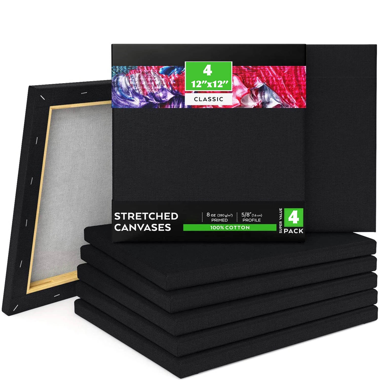 4 Pieces Black Paint Canvases for Painting, 30x30cm-12x12in Blank Black Canvas, 100% Cotton Stretched Canvas, 8 oz Gesso-Primed
4 Pieces Black Paint Canvases for Painting, 30x30cm-12x12in Blank Black Canvas, 100% Cotton Stretched Canvas, 8 oz Gesso-Primed