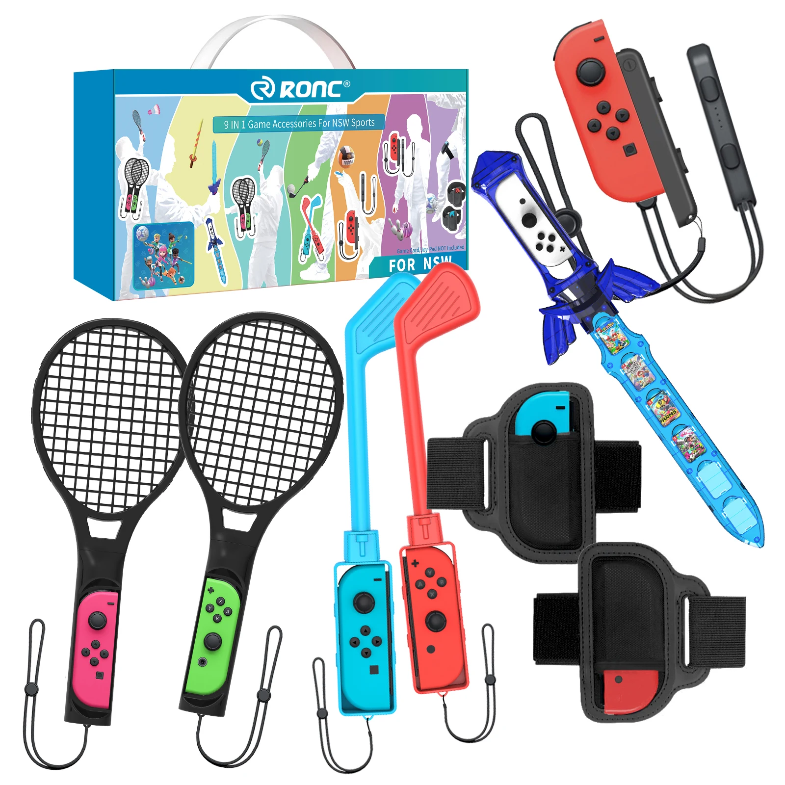 9 In 1 Somatosensory Game Set Use with Gamepad for Ns Switch Accessories Tennis Racket Golf Clubs Sword for N-switch Controller
9 In 1 Somatosensory Game Set Use with Gamepad for Ns Switch Accessories Tennis Racket Golf Clubs Sword for N-switch Controller