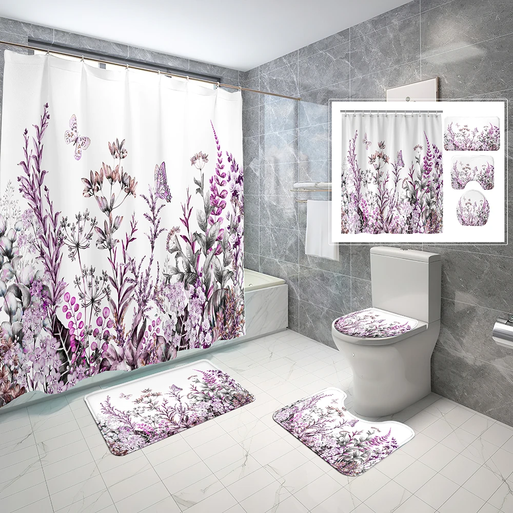 White Waterproof Shower Curtain Butterfly Floral Bathroom Set Simple Home Decor 3D Printing Non-slip Toilet Cover Mats Set
White Waterproof Shower Curtain Butterfly Floral Bathroom Set Simple Home Decor 3D Printing Non-slip Toilet Cover Mats Set