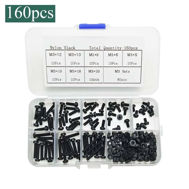 KAZSNG 160PCS Black White Nylon M3*5/12 Boxed Cross Round Head Plastic Bolts Plastic Screws Minifix Nuts Kit Pan Set Motherboard
KAZSNG 160PCS Black White Nylon M3*5/12 Boxed Cross Round Head Plastic Bolts Plastic Screws Minifix Nuts Kit Pan Set Motherboard