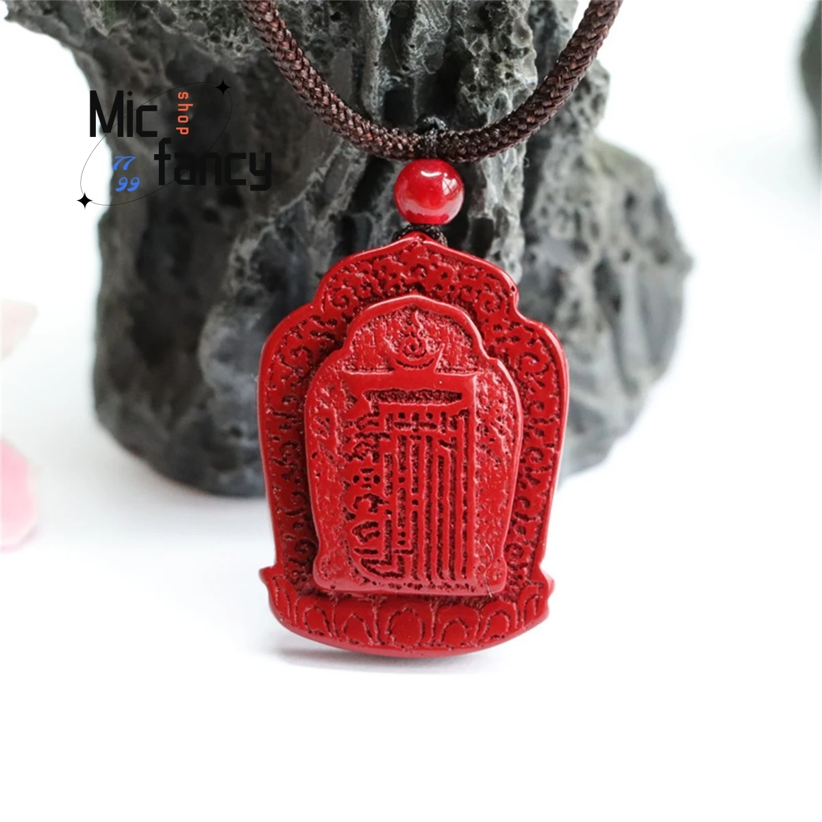 

Natural Cinnabar Purple Gold Sand Six Character Motto Pendant Simple Generous Vintage Men Women Amulet Mascot Fine Holiday Gift