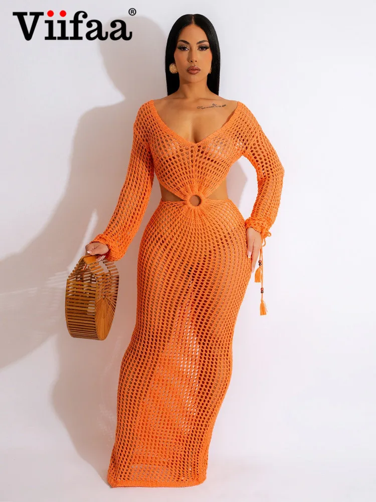 Ажурная сексуальная одежда для ночного клуба viнастроа, женское длинное облегающее платье с рукавом «Бишоп», летние пляжные Макси-платья для отпуска, 2023 
Ажурная сексуальная одежда для ночного клуба viнастроа, женское длинное облегающее платье с рукавом «Бишоп», летние пляжные Макси-платья для отпуска, 2023