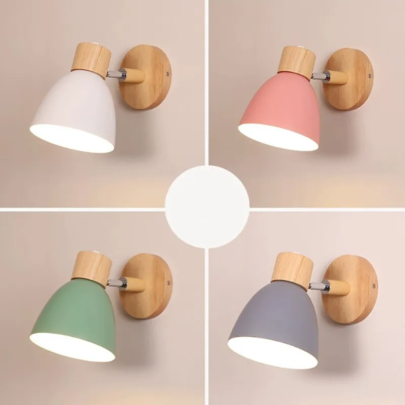 Modern Macaroon 6 Color Steering Nordic Wall Lamp with Switch Wooden Wall Sconce for Bedroom Living Room Head E27 Indoor Lights
Modern Macaroon 6 Color Steering Nordic Wall Lamp with Switch Wooden Wall Sconce for Bedroom Living Room Head E27 Indoor Lights
