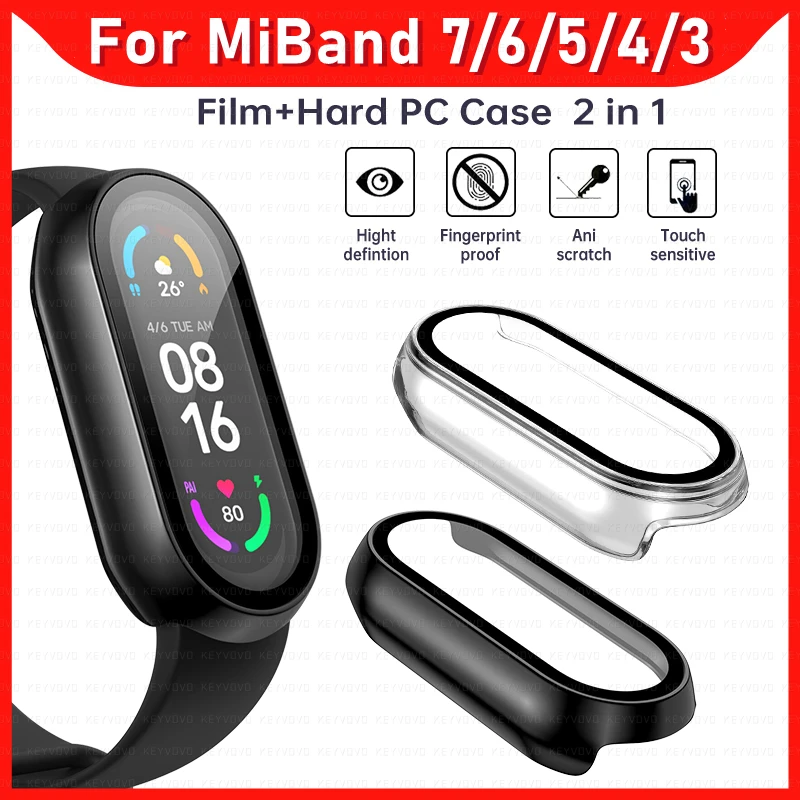 Защитный чехол 2 в 1 для Xiaomi Mi Band 7 6 5 4 3 Чехол + пленка полное покрытие защитный Miband