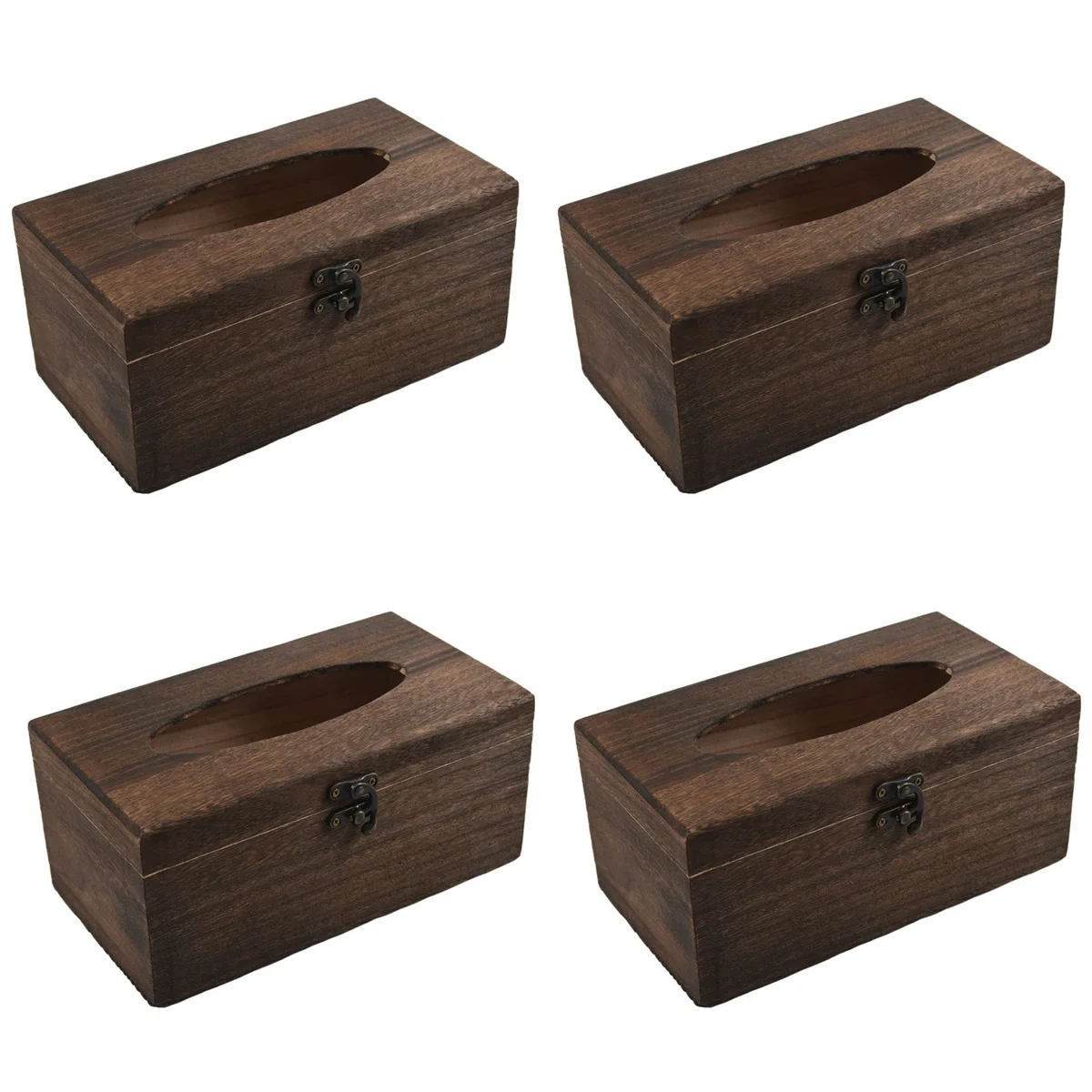 

4PC Useful Wooden Retro Tissue Box Cover Paper Napkin Holder Case Home Car Decor