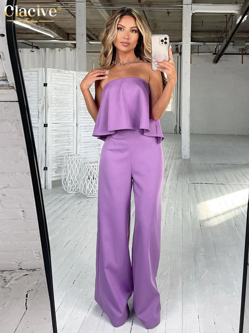 Clacive Sexy Sleeveless Tube Top Two Piece Set Women Elegant High Waist Wide Trouser Suits
Clacive Sexy Sleeveless Tube Top Two Piece Set Women Elegant High Waist Wide Trouser Suits