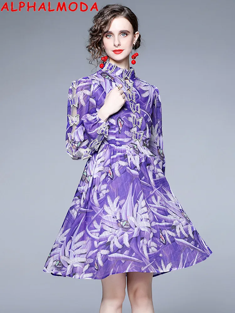 ALPHALMODA 2022 Autumn New 3D Butterfly Cute Long-sleeved Printed Dress Women Vintage Floral Dress 
ALPHALMODA 2022 Autumn New 3D Butterfly Cute Long-sleeved Printed Dress Women Vintage Floral Dress