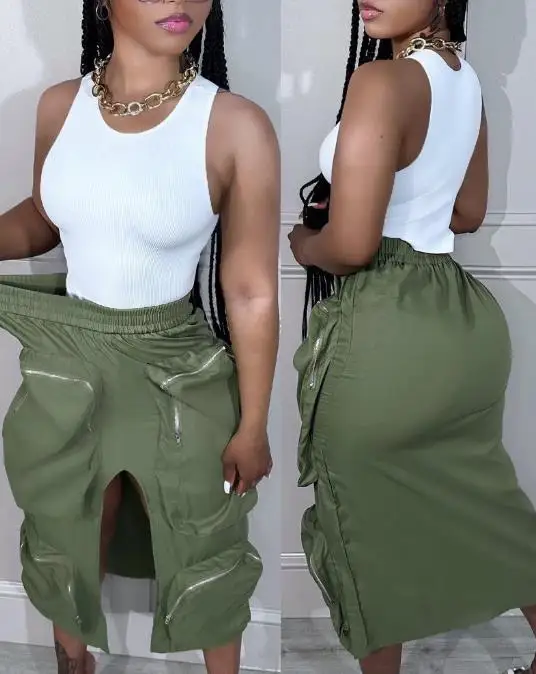 Women's Skirt 2023 Summer Fashion Elastic Slit Zipper Pocket Design Casual Daily Half Skirt Y2K Streetwear
Women's Skirt 2023 Summer Fashion Elastic Slit Zipper Pocket Design Casual Daily Half Skirt Y2K Streetwear