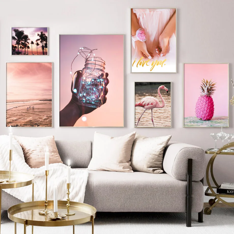 

Canvas Painting Nordic Posters And Prints Sea Surf Coconut Tree Pineapple Flamingo Wall Art Pictures For Living Room Home Decor