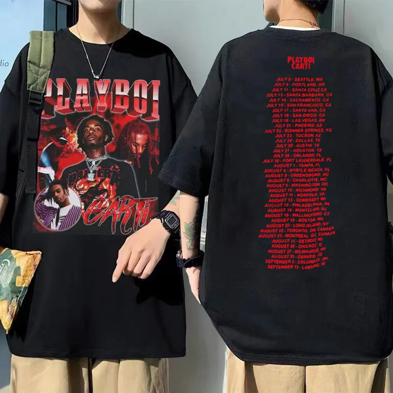Hip Hop Male Black Short Sleeve Tees Rapper Playboi Carti Print T-shirts Men Women Vintage Casual Tshirt Man Oversized T Shirt
Hip Hop Male Black Short Sleeve Tees Rapper Playboi Carti Print T-shirts Men Women Vintage Casual Tshirt Man Oversized T Shirt