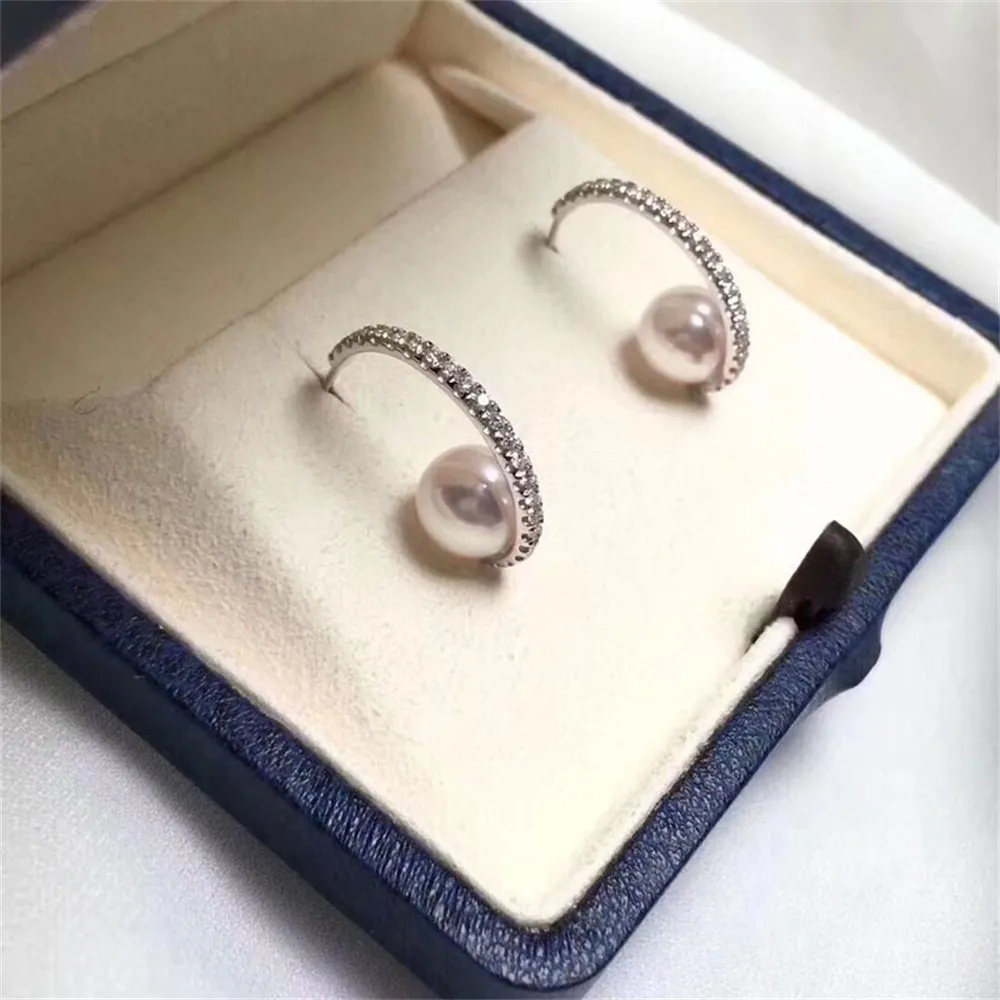 DIY pearl accessories S925 sterling silver pearl earrings with empty holder, simple and fashionable earrings Fit 8-10mm beads
DIY pearl accessories S925 sterling silver pearl earrings with empty holder, simple and fashionable earrings Fit 8-10mm beads
